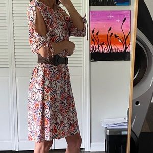 Entices Studio Colorful Dress with Open Slit Arms